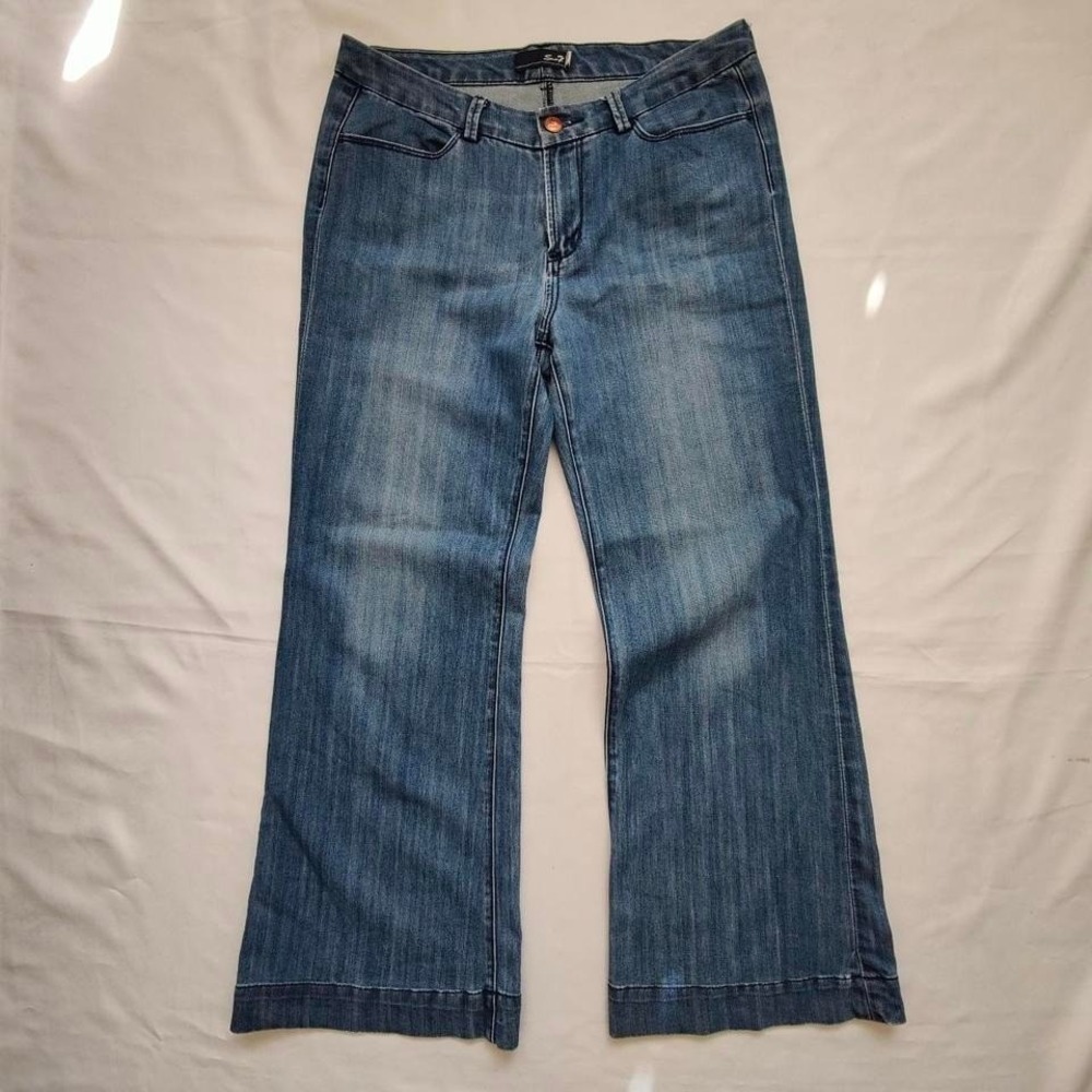 Seven7 For‎ All Mankind Mid Rise Bootcut Jeans Med Wash Faded Denim Stretch 12